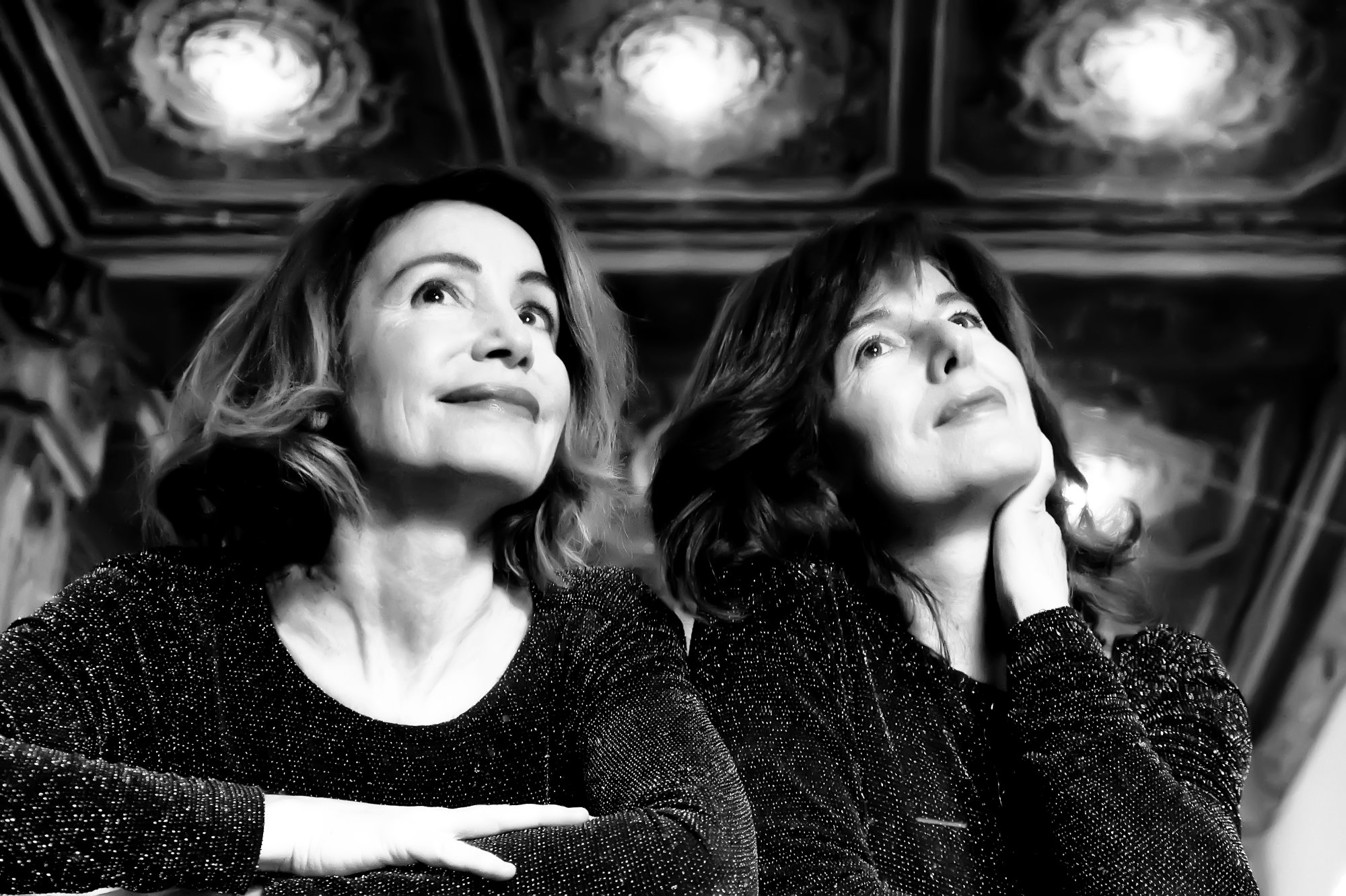 Paola Biondi e Debora Brunialti, ritratto in bianco e nero